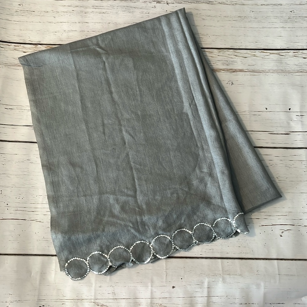 Dressy scarf/wrap Silver with rhinestone trim
